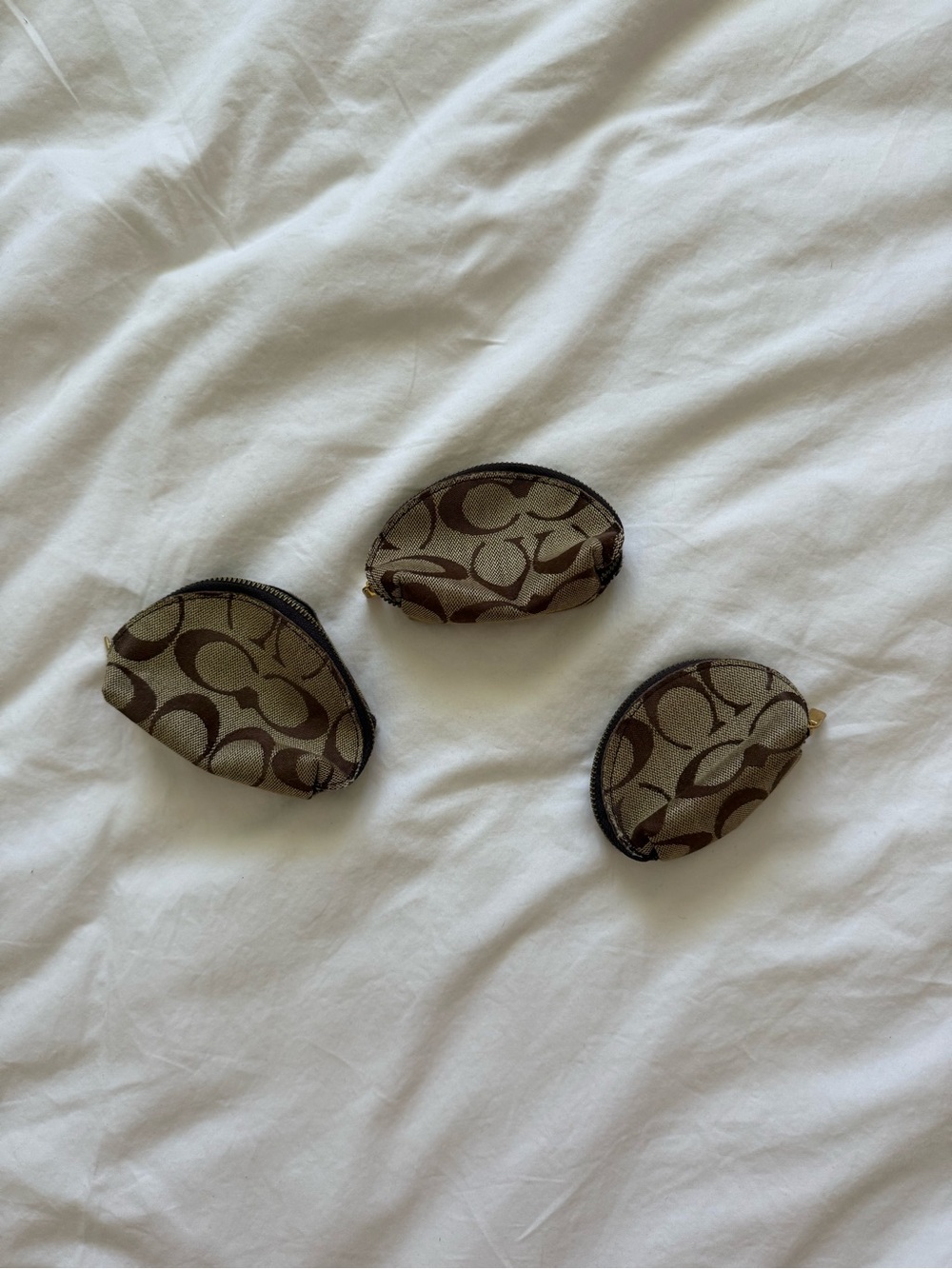 Coach Brown Signature Coin Pouches Set